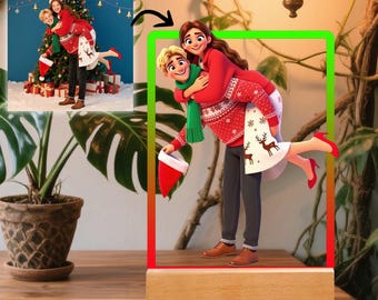 Custom Picture Statuette, Photo Statuette, Acrylic Photo Plaque, Personalized Photo Gifts, AI Generated Cartoon Style Artwork