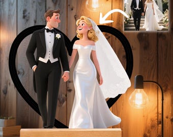 Custom Cartoon Animation Night Light, Personalized Couple Portrait, AI Cartoon Portrait From Photo, Personalized Gifts for Wedding