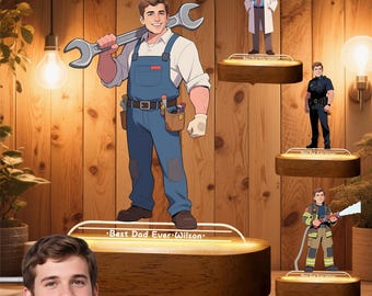 Personalized AI Portrait Night Light for Dad, Bedroom Night Light, Best Dad Ever, Custom Portrait Lamp, Fathers Day Gifts, Gifts for Husband