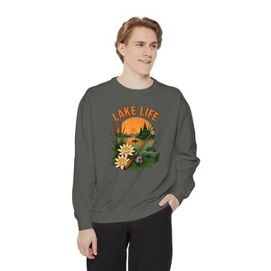 Lake Life Fishing Sweatshirt, Outdoor Adventure Pullover, Sunset Lake Shirt, Nature Lover Gift, Cabin Cozy Sweatshirt for Him, Summer Vibes