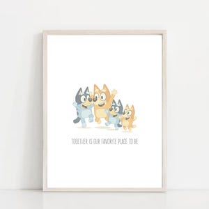 Bluey inspired Family Wall Art Print Poster | Child&#39;s Room, nursery, family art