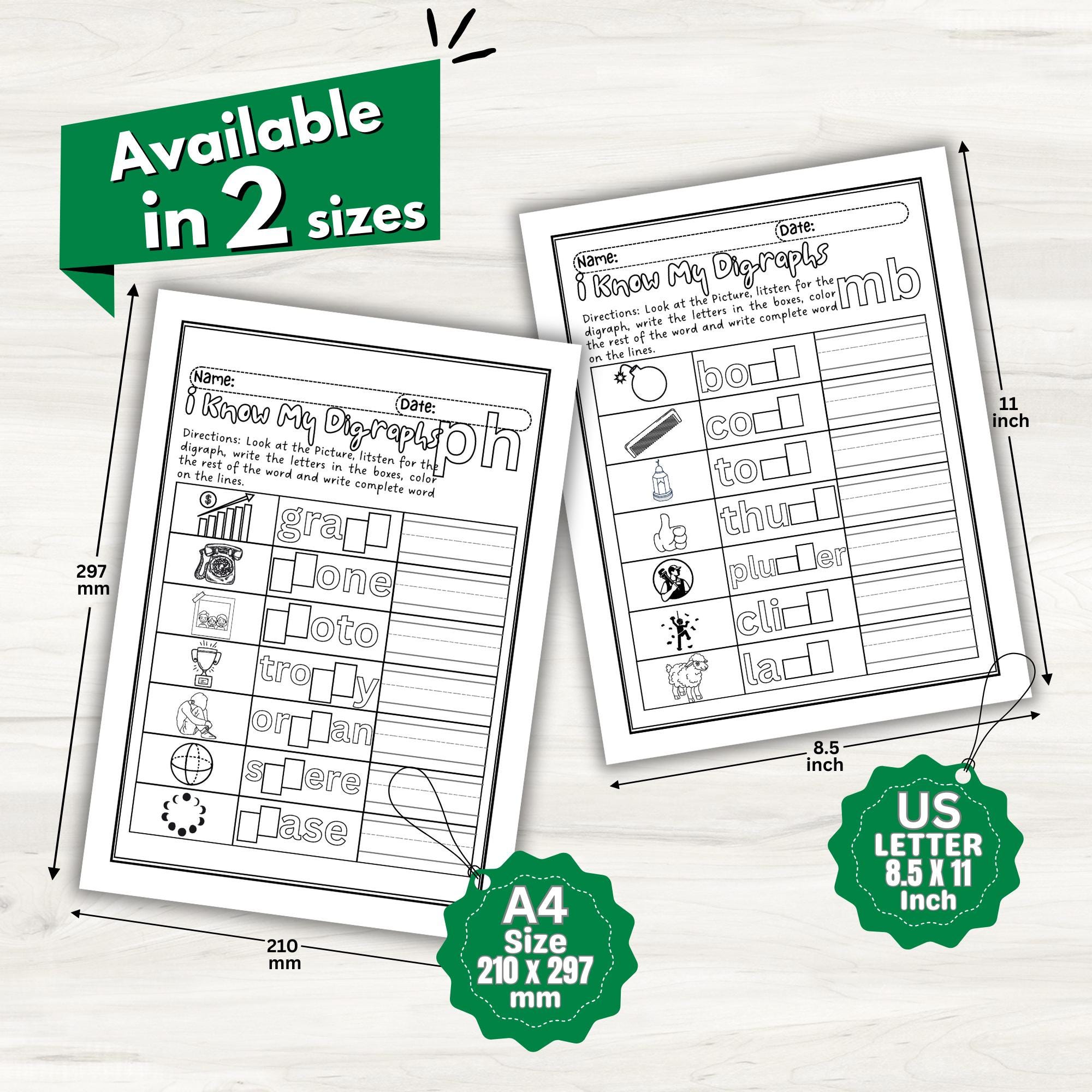 Year R Diagraphs Worksheets.pdf Digraphs Worksheets Bundle, Learn Digraphs Phonics Activity ...