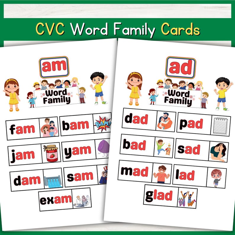 CVC Words Flashcards: Phonics Learning, Homeschool Reading (PDF ...