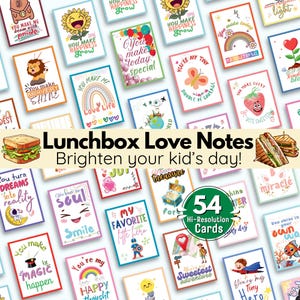 Kids Lunchbox Notes: 54 Printable Encouragement Cards (PDF Bundle)