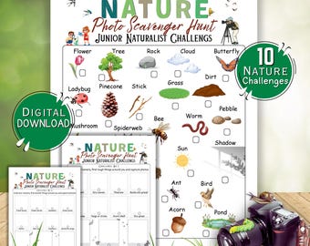 Nature Scavenger Hunt and Photo Challenge Bundle - Outdoor Quest for Kids | Toddler and Preschool Explorer Kit | Printable PDF Activity