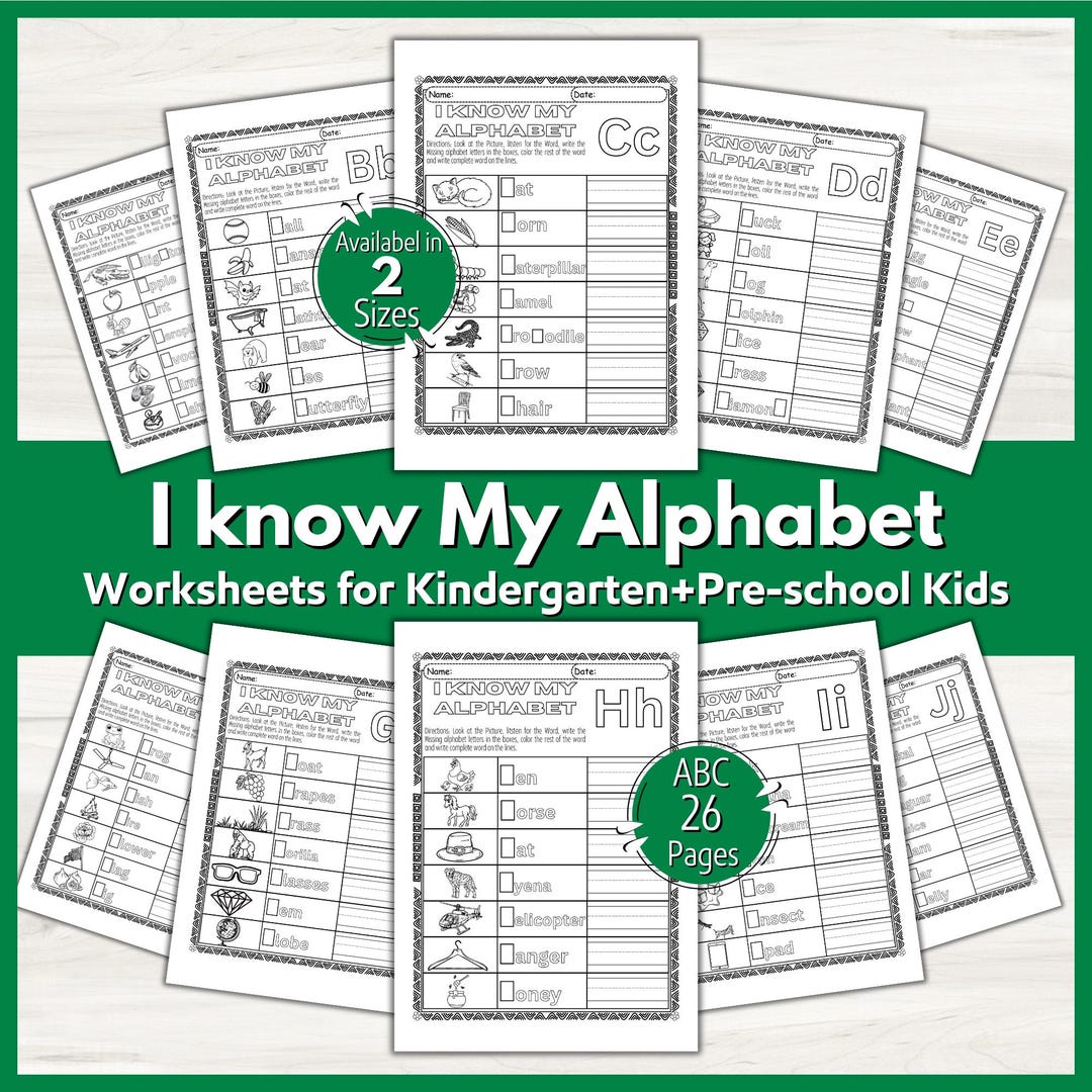 Missing Letter Worksheets: I Know My Alphabet Printables | Preschool ...