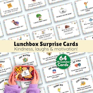 Notatki do pudełka śniadaniowego dla dzieci: pozytywne afirmacje, żarty, nastawienie na rozwój (zestaw do druku)