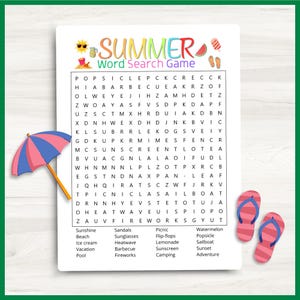 Summer Word Search Puzzle: Giant Printable Game (PDF Download)