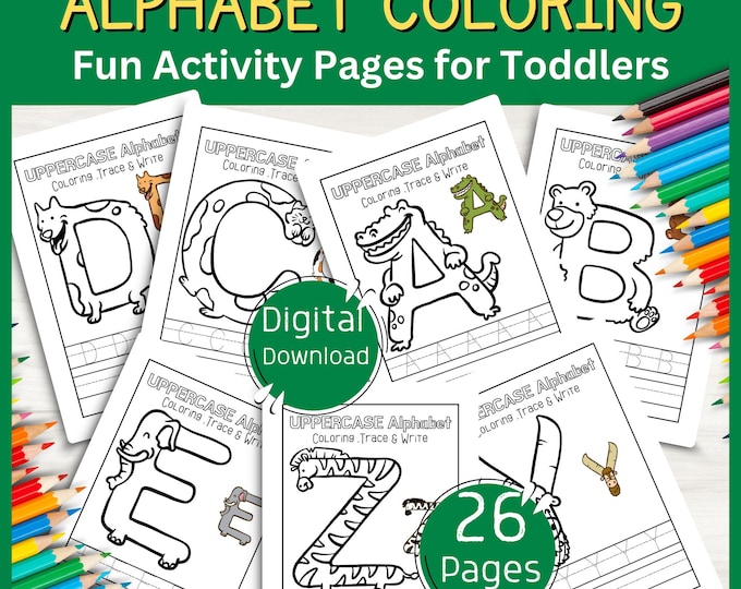 Alphabet Tracing Worksheets: 26 Printable Uppercase Pages (PDF) - Etsy ...