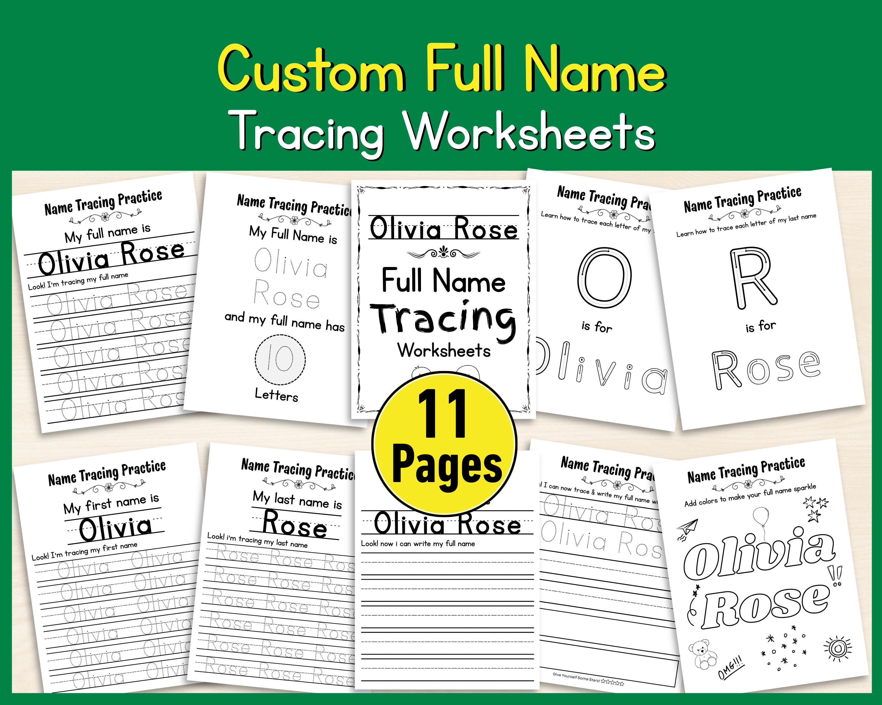 Custom Full Word Custom Full Name Tracing Worksheet for Preschool | Personalized ...