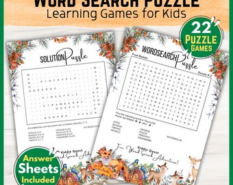 Themed Word Search Puzzle Bundle: Kids Printable Activity (PLR PDF)