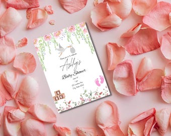 Baby Shower Invitation | Editable Digital Download | Printable Baby Shower Invite | Baby Girl | Instant Download