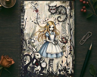 Dark Alice Fantasy Notebook – Gothic Fairytale Occult Journal, Gift for Book Lovers