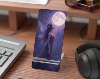 Soporte para teléfono con diseño de hada de la luz de la luna: decoración y accesorio de escritorio de hadas / Regalo de fantasía oscura para amantes de las hadas