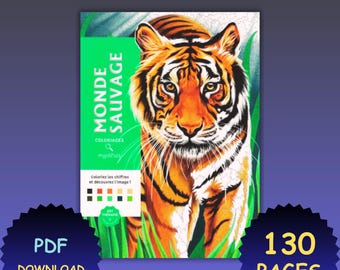 Monde Sauvage Coloring Book | Tiger Mystery Color by Number (PDF Download)