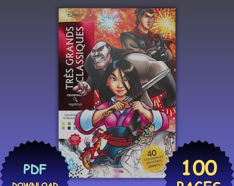 Libro para colorear de Mulan por números en PDF / 100 páginas estilo Disney para adultos y niños / Actividad divertida imprimible / Descarga digital