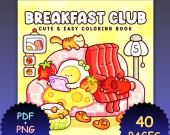 Libro para colorear de El Club de los Cinco: 40 escenas gastronómicas acogedoras (PDF y PNG)