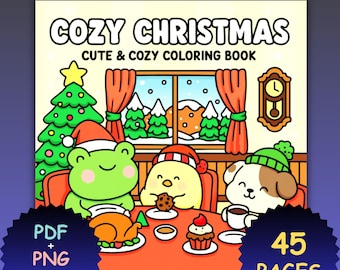 Cozy Christmas Coloring Book 45 Festive Pages - PDF & PNG