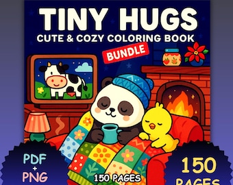 Cozy Scenes Coloring Book: 150 Relaxing Pages (PDF & PNG Digital Download)