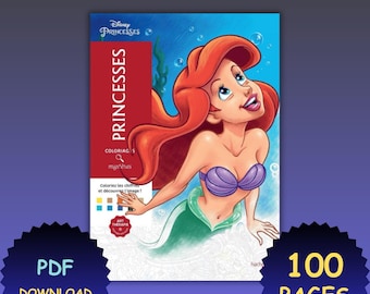 Disney-prinsessen kleuren op nummer boek | 100 pagina's (digitale download)