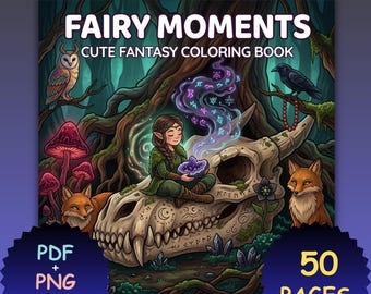 Libro para colorear Momentos de Hadas: 50 páginas de fantasía audaces (Descarga PDF + PNG)