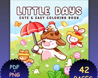 Little Days Coloring Book – 42 Bold Easy Cozy Pages (PDF PNG Download)