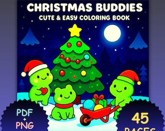 Christmas Buddies Coloring Book – Cozy Holiday Animals,  (PDF + Procreate)