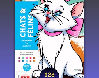 Mystery Coloring By Number Chats & Felins | Coloriage | Disney Coloring Book | Pdf Coloring | Color by Number | Adult Coloring Books | Book
