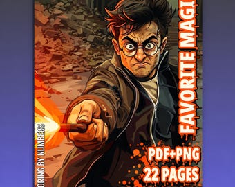 Mystery Color by Number Book PDF PNG, Halloween Horror Movie Characters, Dark Magic Printable Procreate Coloring Pages