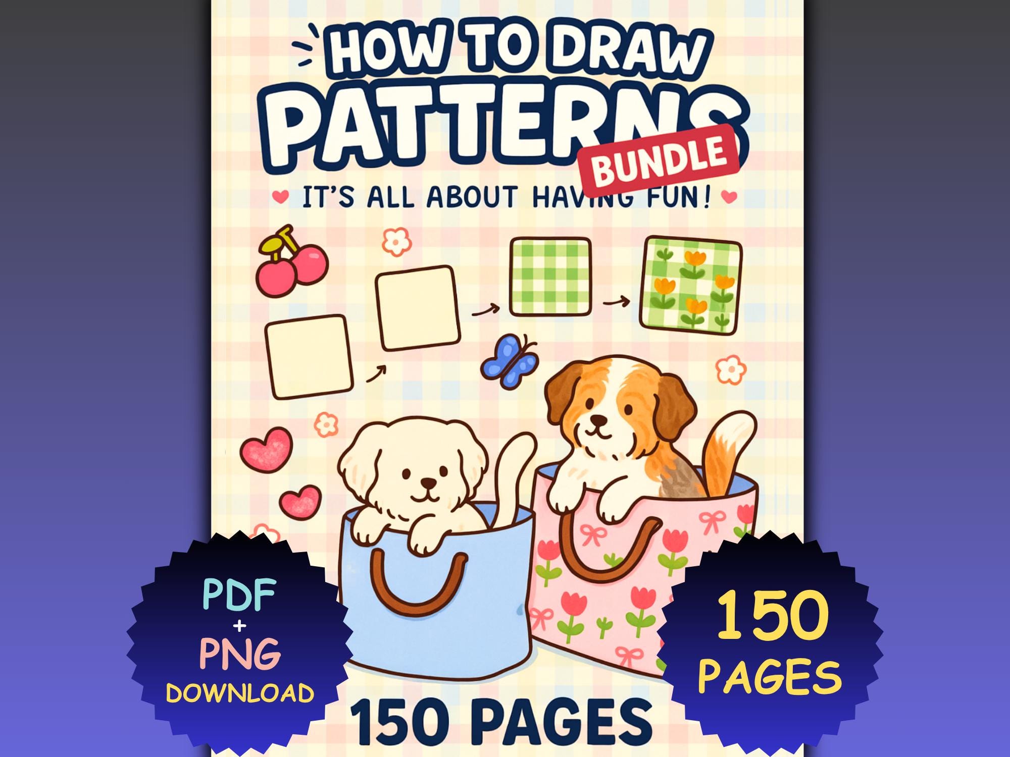 How to Draw Patterns Coloring Book – 150 Bold, Easy Designs | Printable PDF + PNG for Procreate, iPad & Markers - Image 1