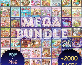 Cozy Coloring Book Bundle Over 2000 Printable Coloring Pages Adult Coloring Pages in PDF & PNG Instant Digital Download Cocowyo