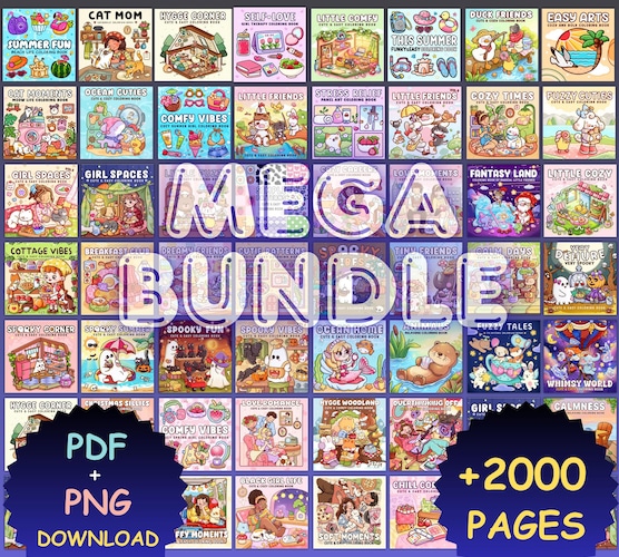 Cozy Coloring Book Bundle — 2000+ Printable Adult Coloring Pages