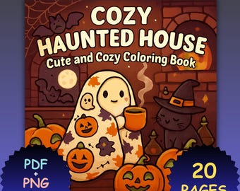 Libro para colorear de una casa embrujada acogedora: Arte espeluznante de Halloween (PDF y PNG)
