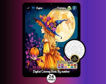 24 Procreate Coloring Pages, Digital Paint by Numbers, Adult Coloring Pages for iPad, Printable PNG and PDF Files