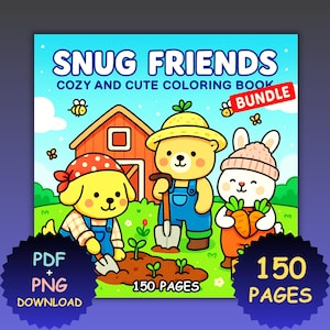 Snug Friends Coloring Book,  Coco Wyo Coloring | 150 Bold and Easy Kawaii Coloring Pages, Cute Coloring, Cozy Cuties, Printable Coloring