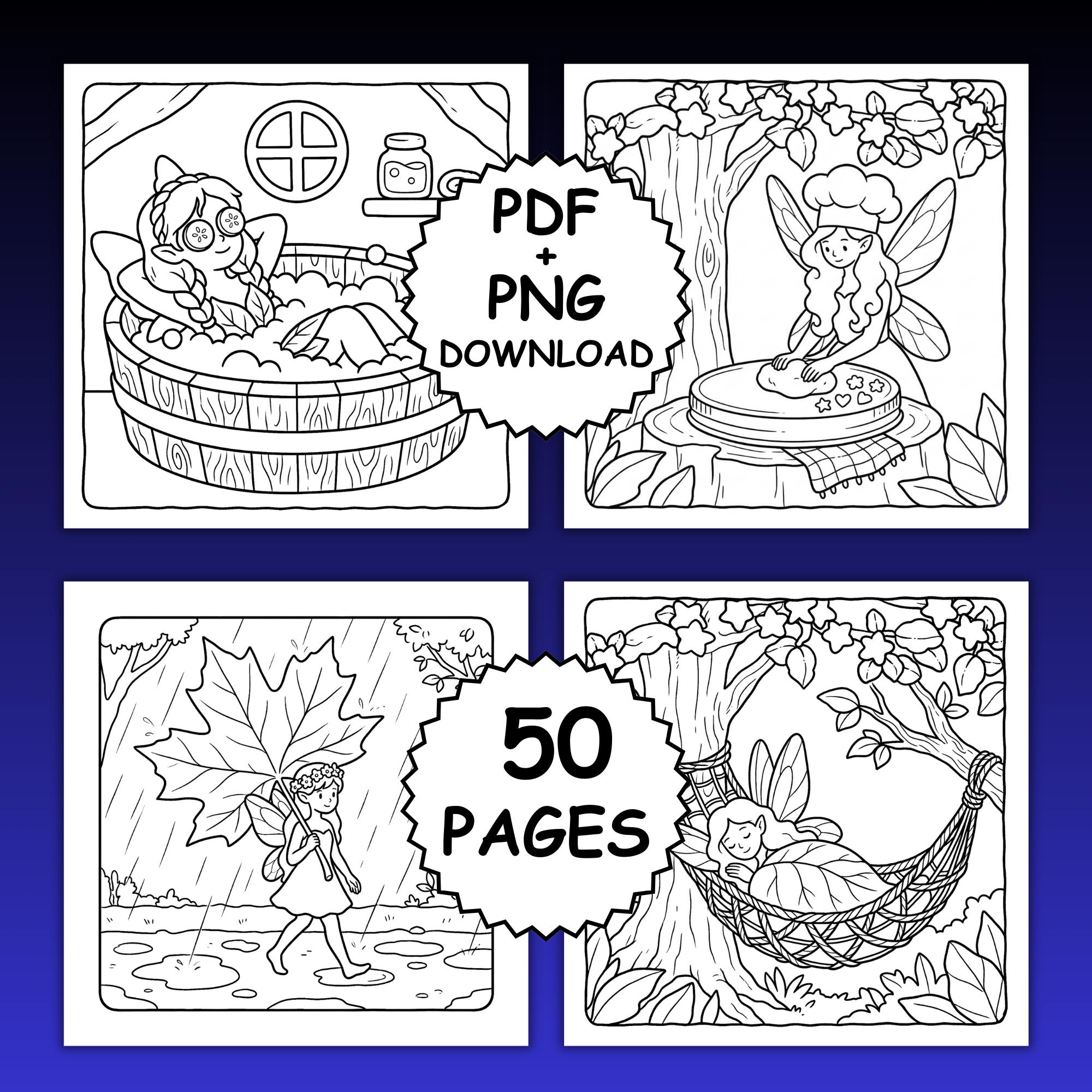 Fairy Moments Coloring Book – 50 Bold Fantasy Pages (PDF + PNG Download ...
