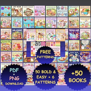 Gemütliches Malbuch-Bundle: 2000+ bedruckbare Seiten (PDF & PNG Download)
