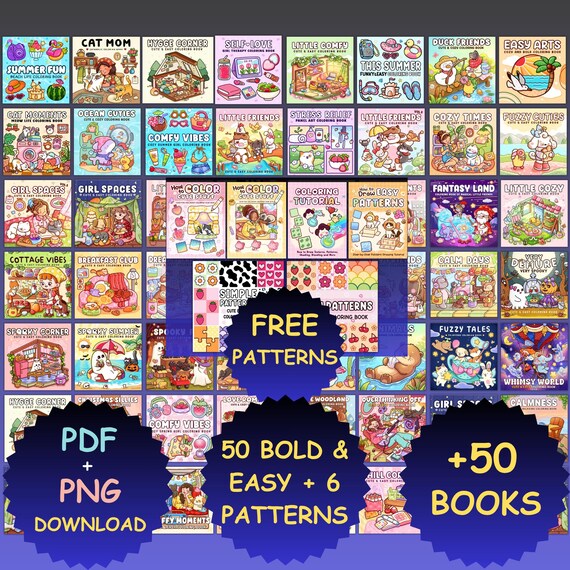 Cozy Coloring Book Bundle: 2000+ Printable Pages (PDF & PNG Download)