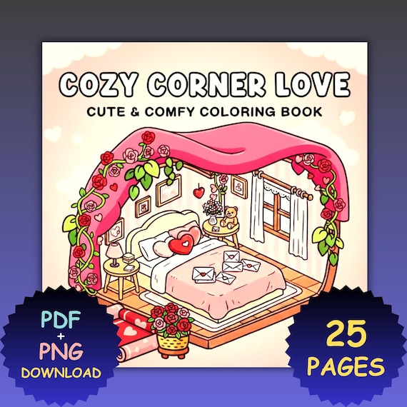 Coco Wyo Kawaii Romance Coloring Book, Cozy Love Scenes (PDF & PNG)