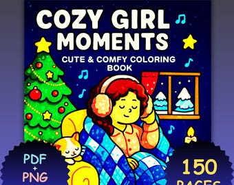 Cozy Girl Moments Coloring Book, 150 Pages (PDF + PNG