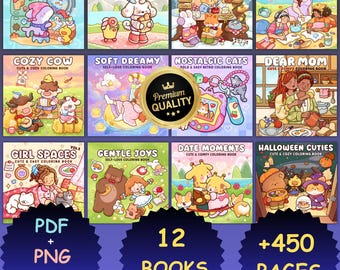 Cozy Coloring Book Bundle Over 450 Printable Coloring Pages Adult Coloring Pages in PDF & PNG Instant Digital Download