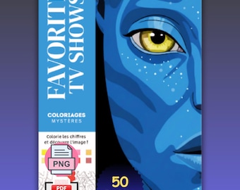Libro para colorear por números, Películas favoritas, Series de televisión favoritas, Páginas para colorear de series de televisión de misterio, 50 PDF + PNG