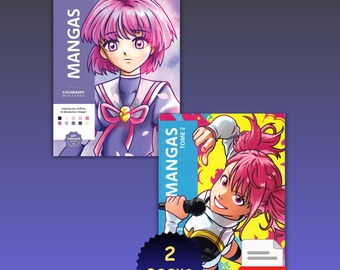 Mangas misteriosos para colorear por números, Libro misterioso para colorear, Colorear por números, Mangas vol. 1 y Mangas vol. 2