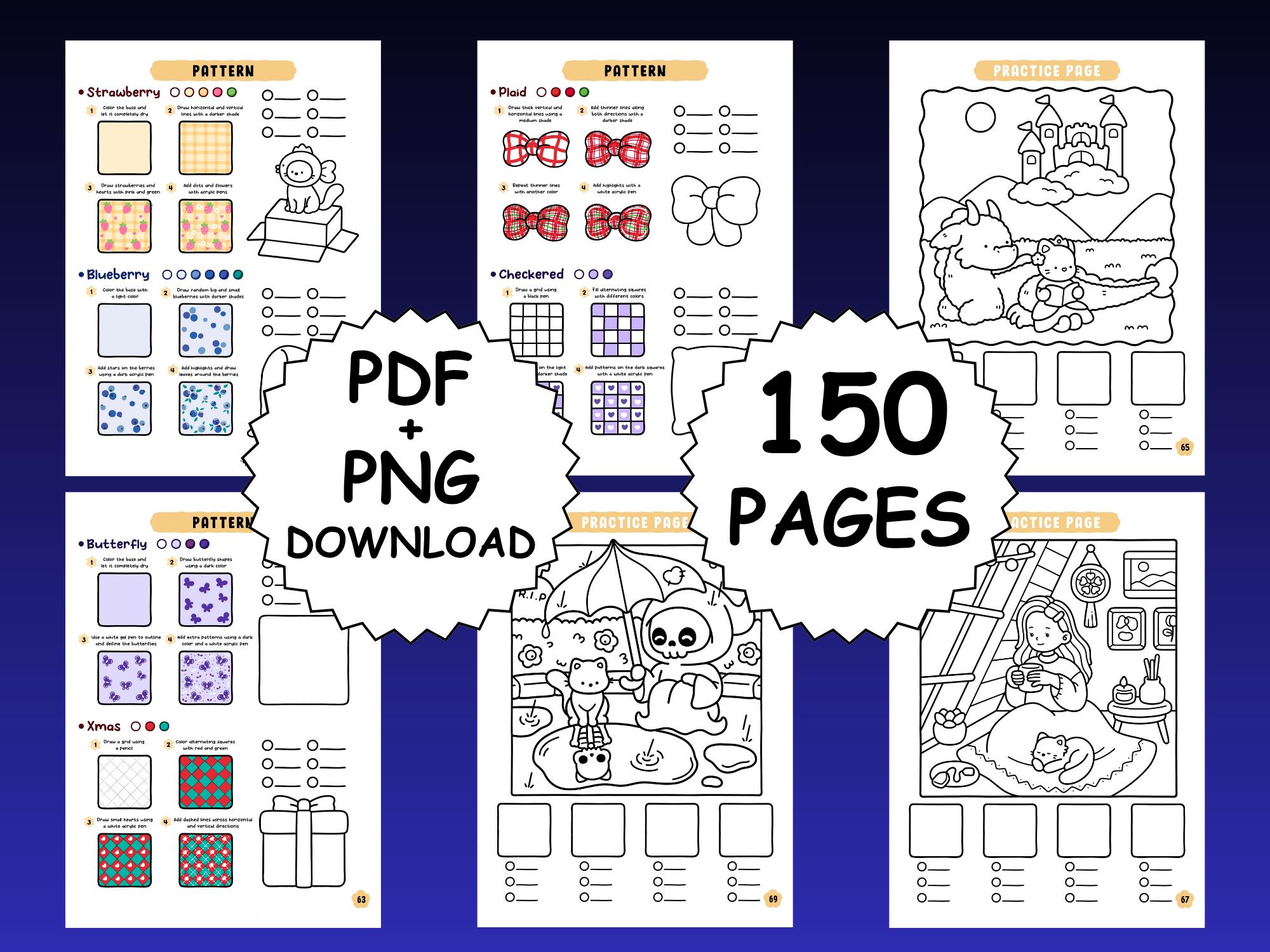 How to Draw Patterns Coloring Book: 150 Easy Pages (printable PDF + PNG ...