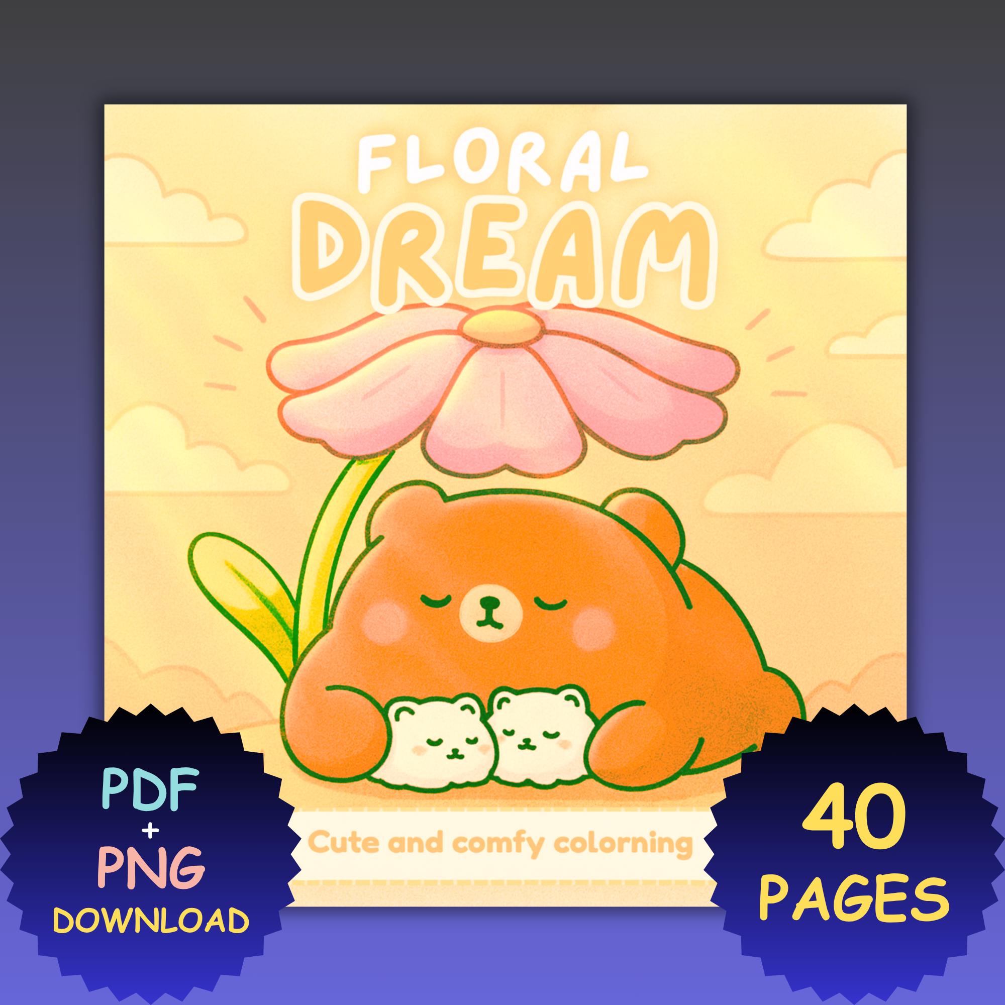 Floral Dream – Libro de Colorear Grueso y Fácil – 40 Páginas Tiernas para Adultos y Niños | PDF + PNG para Procreate | Imprimible Estilo Coco Wyo