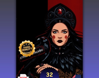 Mystery Coloring By Number, Coloring Book, Gothic  Dark Horror, Spooky Crow Coloring Pages  Printable PDF & PNG, Digital Dowloand
