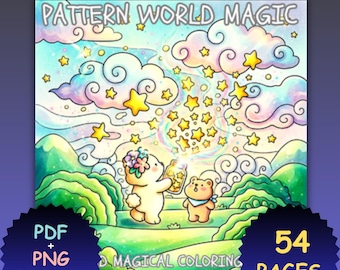 Libro para colorear Pattern World Magic / Diseños sencillos y llamativos, diseños acogedores (descarga en PDF y PNG)