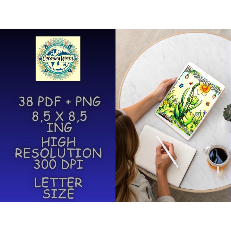 Cozy Summer Frogs Coloring Book | Bold Easy Frog Pages (PDF PNG ...