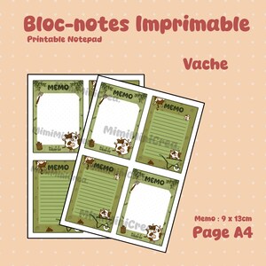 Cow Printable Notepad
