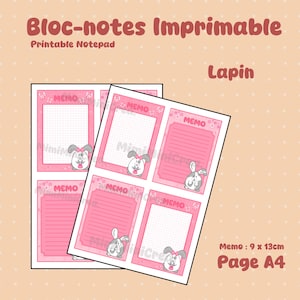 Printable Rabbit Notepad